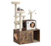 Garvee Mueble para arenero para Gatos - Rascador Moderno multinivel de Madera, Hamaca, Cesta, Torre Ahorra Espacio, columnas rascadores, condominio Integrado - Ideal para Interiores - Color clásico