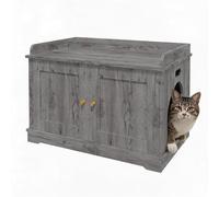 Garvee Mueble para Gatos con Puerta Estilo Granero, diseño Moderno de Madera, Resistente a los arañazos, protección contra Perros, Amplio Espacio, se Adapta a la mayoría de Cajas de Almacenamiento