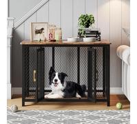Garvee Mueble para perros grandes, jaula de madera de 120 cm para interiores con puerta de apertura superior, puertas dobles y almacenamiento, mesa auxiliar XXL resistente a la masticación con