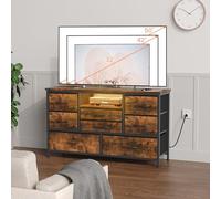 Garvee Mueble para TV hasta 55 Pulgadas con Luces LED RGB, Aparador De Madera con 8 Cajones, Estante Multimedia para Salón, Dormitorio, Pasillo Soporte, Marrón