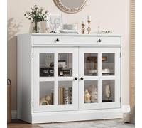 Garvee Mueble Recibidor Moderno con 2 Puertas De Vidrio, Cajón Amplio y Estante Ajustable - Aparador para Cocina, Comedor, Entrada o Pasillo