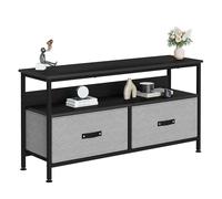 Garvee Mueble TV de Salón, 2 Cajones y Estilo Moderno, para Salón, Comedor y Dormitorio, Color Negro, Dimensiones 98.8×23.1×56.9 cm