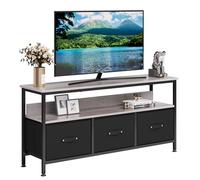 Garvee Mueble TV para 65 Pulgadas, Centro De Entretenimiento Moderno con 3 Cajones De Tela y Estante, Mueble Consola Compacto para Salón y Dormitorio, Gris