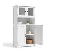 Garvee Muebles de Cocina, Armario de Almacenaje, Armario Aparador, con Puertas de Cristal y Estantes Ajustables, para Salón y Cocina, Estilo Moderno, 60 * 30 * 128 cm (Blanco)