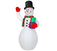 Garvee Muñeco de Nieve Hinchable de Navidad 244 cm con Bola Mágica Giratoria RGB, Decoración Navideña Exterior en Poliéster 210T Impermeable, Inflable Gigante para Jardín, Patio y Fiestas de Invierno