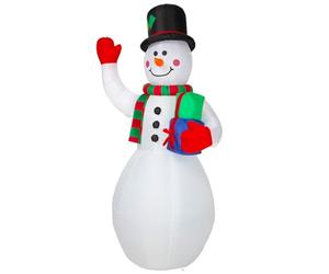 Garvee Muñeco de Nieve Hinchable de Navidad 244 cm con Bola Mágica Giratoria RGB, Decoración Navideña Exterior en Poliéster 210T Impermeable, Inflable Gigante para Jardín, Patio y Fiestas de Invierno