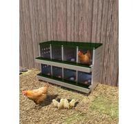 Garvee Nido de metal para pollos, caja de anidación de pollo de acero galvanizado de 8 compartimentos, colección de huevos enrollables y base inclinada, diseño fácil de limpiar con ventilación