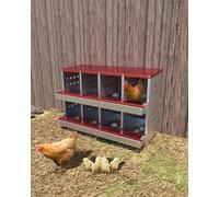 Garvee Nido de metal para pollos, caja de anidación de pollo de acero galvanizado de 8 compartimentos, colección de huevos enrollables y base inclinada, diseño fácil de limpiar con ventilación