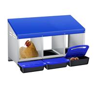 Garvee Nido para gallinas con Recogida automática de Huevos - Caja de Metal ventilada con 3 Compartimentos, fácil Montaje en Pared o Tierra, Ideal para gallineros Profesionales, Color Azul