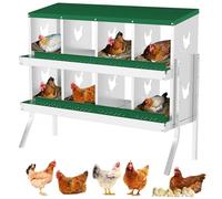 Garvee Nido para gallinas ponedoras con 8 Compartimentos con Patas de Soporte, Caja Nido de Acero galvanizado con Recogida de Huevos automática, Techo Verde y bandejas extraíbles para gallinero de