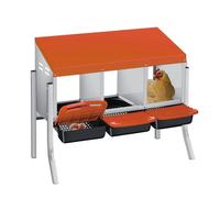 Garvee Nido para gallinas ponedoras de 3 Compartimentos con Patas de Soporte, Caja Nido de Acero galvanizado con Recogida de Huevos automática, Techo Verde y bandejas extraíbles para gallinero de