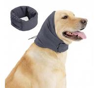 Garvee Orejeras para Perros M Gris Oscuro Capucha Calmante contra Ansiedad Ruido Gorro Invierno Ajustable de Poliéster para Reducción de Estrés en Baño Aseo Fuegos Artificiales y Protección de Oídos