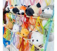 Garvee Organización eficiente en habitaciones infantiles | Red colgante bohemia para peluches de 2 niveles - Hamaca ajustable y colorida, organizador decorativo y espacioso para juguetes - Colorido