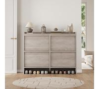 Garvee Organizador Compacto De Zapatos De Madera - Zapatero con 2-3 Cajones Abatibles y Estante Ajustable - Diseño Discreto y Eficiente para 12-16 Pares - Mueble Ideal para Entrada, Pasillo y Salón