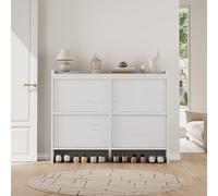 Garvee Organizador Compacto De Zapatos De Madera - Zapatero con 2-3 Cajones Abatibles y Estante Ajustable - Diseño Discreto y Eficiente para 12-16 Pares - Mueble Ideal para Entrada, Pasillo y Salón