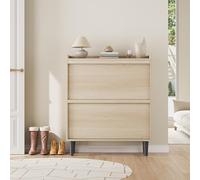 Garvee Organizador Compacto De Zapatos De Madera - Zapatero con 2-3 Cajones Abatibles y Estante Ajustable - Diseño Discreto y Eficiente para 12-16 Pares - Mueble Ideal para Entrada, Pasillo y Salón