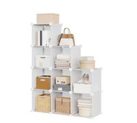 Garvee Organizador de almacenamiento de 9 cubos, estante modular de alta resistencia, estantes apilables de 11.8 x 11.8 x 11.8 pulgadas, con patas antivuelco y kit de herramientas (negro)