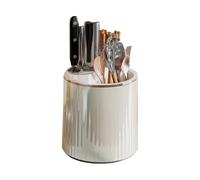 Garvee Organizador de cuchillos giratorio de 360°, almacenamiento global de utensilios de cocina de gran capacidad, estante de encimera que ahorra espacio, jaula multifuncional para palillos, blanco