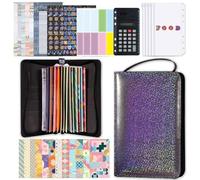 Garvee Organizador de presupuesto A6 multifunción - Gestión de dinero y ahorro - PU cuero, anillos robustos, bolsillos con cremallera - Ideal para finanzas personales - Color: negro y gris