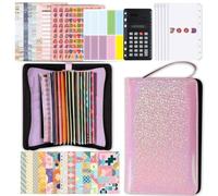 Garvee Organizador de presupuesto A6 multifunción - Gestión de dinero y ahorros - Piel sintética, anillos resistentes, bolsillos con cremallera - Ideal para finanzas personales - Color: rosa