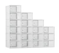 Garvee Organizador De Zapatos De Plástico Apilable con Puertas Transparentes - Juego De 18 Cajones para Almacenamiento De Calzado En Dormitorio, Pasillo y Armario