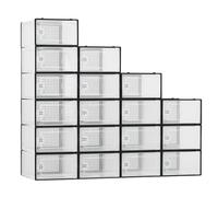 Garvee Organizador De Zapatos De Plástico Apilable con Puertas Transparentes - Juego De 18 Cajones para Almacenamiento De Calzado En Dormitorio, Pasillo y Armario