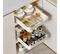 Garvee Organizador extraíble para armarios, cajón de cocina telescópico extraíble, estante deslizante extensible sin necesidad de taladrar, ideal para almacenamiento en la cocina, color negro.