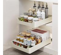 Garvee Organizador Extraíble Para Armarios, Cajón Telescópico Extraíble Para Cocina, Estante Deslizante Extensible Sin Necesidad De Taladrar, Para Almacenamiento En La Cocina, Color Blanco.