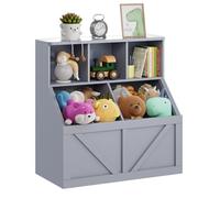 Garvee Organizador Infantil Que Ahorra Espacio, Estantería De Madera De 2 Niveles y Juguetera, Gran Capacidad, Multifuncional para Guardería, Sala De Juegos, Dormitorio, Gris Lavado