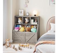 Garvee Organizador Infantil Que Ahorra Espacio, Estantería De Madera De 2 Niveles y Juguetera, Gran Capacidad, Multifuncional para Guardería, Sala De Juegos, Dormitorio, Gris Lavado