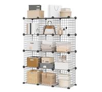 Garvee Organizador Modular De Alambre De 12 Cubos para Armario - Estantería De Almacenamiento con Estantería Cúbica DIY para Dormitorio, Oficina, Sala De Estar, 94 x 32 x 97 cm, Color Negro