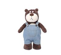 Garvee Oso de Peluche Hans con Ropa Vaquera, Peluche Suave de 27 cm para Regalo y Decoración, Oso de Peluche Vestido con Mono de Trabajo Desmontable para Niños y Adultos, Marrón Oscuro