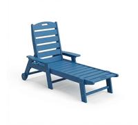 Garvee Oversized Collapsible Chaise Lounge Chair - 5-Position Adjustable HDPE Recliner - Built-in Cup Holder - Durable Patio Lounger for Poolside, Deck, Backyard, Garden