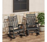 Garvee Pack de 2 Mecedoras de Exterior de HDPE para Adultos, Sillones Mecedores de Respaldo Alto Estilo Adirondack, Muebles de Patio y Porche Resistentes Todo Clima, Acabado Efecto Madera, Negro