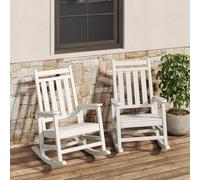 Garvee Pack de 2 Mecedoras de Exterior de HDPE para Adultos, Sillones Mecedores de Respaldo Alto Estilo Adirondack, Muebles de Patio y Porche Resistentes Todo Clima, Acabado Efecto Madera, Blanco