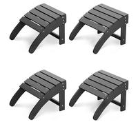 Garvee Pack de 4 Reposapiés para Silla Adirondack de Exterior, Otomana de Jardín de HDPE Resistente a la Intemperie, Taburete Ergonómico para Patio y Terraza con Drenaje, 48x40x33 cm, Gris Oscuro