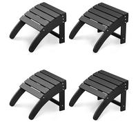 Garvee Pack de 4 Reposapiés para Silla Adirondack de Exterior, Otomana de Jardín de HDPE Resistente a la Intemperie, Taburete Ergonómico para Patio y Terraza, Bajo Mantenimiento, 48x40x33 cm, Negro