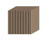 Garvee Paneles Acústicos 60×60 cm de MDF con Espuma Acústica Integrada, Panel Decorativo 3D para Pared y Techo, Reducción de Ruido y Reverberación, Fácil Instalación, Acabado Teca, 9 mm, 10 Uds