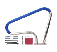 Garvee pasamanos para Piscina de Acero Inoxidable 304, barandilla para Escalera de Piscina con Base Estable y Kit de Montaje, para Piscinas enterradas y spas Exteriores, 99 x 81 cm, Plateado