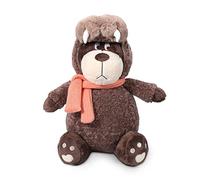 Garvee Peluche Hansbear de Xbox - Figura Suave y Adorable en Forma de Oso con Gorro y Bufanda Desmontables cumpleaños, Navidad y Santa Valentín - Color marrón