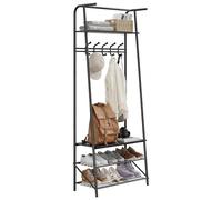 Garvee Perchero con Zapatero, Mueble de Entrada con 5 Ganchos Extraíbles, Estable y Ahorra Espacio, 64×29×178 cm, Perchero para Entrada Recibidor, Color Negro.