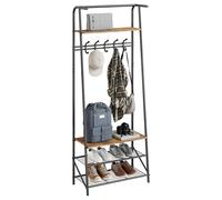 Garvee Perchero Con Zapatero Mueble Recibidor,5 Ganchos Extraíbles, Estructura Metálica Para Entrada, Puerta Principal y Vestíbulo, 64×29×180 cm