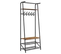 Garvee Perchero Con Zapatero Mueble Recibidor,5 Ganchos Extraíbles, Estructura Metálica Para Entrada, Puerta Principal y Vestíbulo, Dimensiones 64×29×180 cm