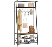 Garvee Perchero Con Zapatero Mueble Recibidor,5 Ganchos Extraíbles, Estructura Metálica Para Entrada, Puerta Principal y Vestíbulo, Dimensiones 80 * 30.7 * 180.8 cm