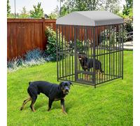 Garvee Perrera extragrande para perros al aire libre, 1,2 x 1,2 x 1,8 m, corral de metal resistente con cubierta de techo impermeable, jaula segura antimasticación para perros para jardín y uso