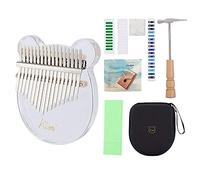 Garvee Piano de pulgar Kalimba acrílico transparente con 17 teclas, instrumento portátil para principiantes para niños y adultos, incluye soporte de madera, martillo afinador, bolsa de concierto, idea