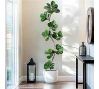 Garvee Planta Artificial Ficus Lyrata, Higuera Lira de 210 cm con Maceta Incluida, Árbol Decorativo de Plástico Realista para Interior Salón Hogar y Terraza Exterior