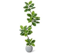 Garvee Plantas Artificiales de 150 cm, Plantas Falsas de higuera Artificial con Maceta Blanca, árbol Artificial, Plantas de plástico Grandes, Plantas Artificiales para Interior y Exterior, habitación