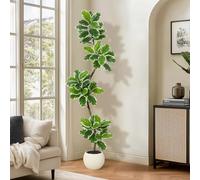 Garvee Plantas artificiales de 180 cm, plantas falsas de higuera artificial con maceta blanca, árbol artificial, plantas de plástico grandes, plantas artificiales para interior y exterior, habitación
