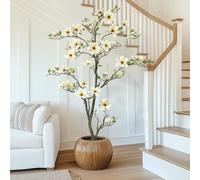 Garvee Plantas Artificiales de Magnolia, 180cm, con Maceta Blanca para Interior, Patio, Hogar, Oficina, Flores, Decoración, Árbol Artificial Grande (Magnolia Blanca, 180cm)